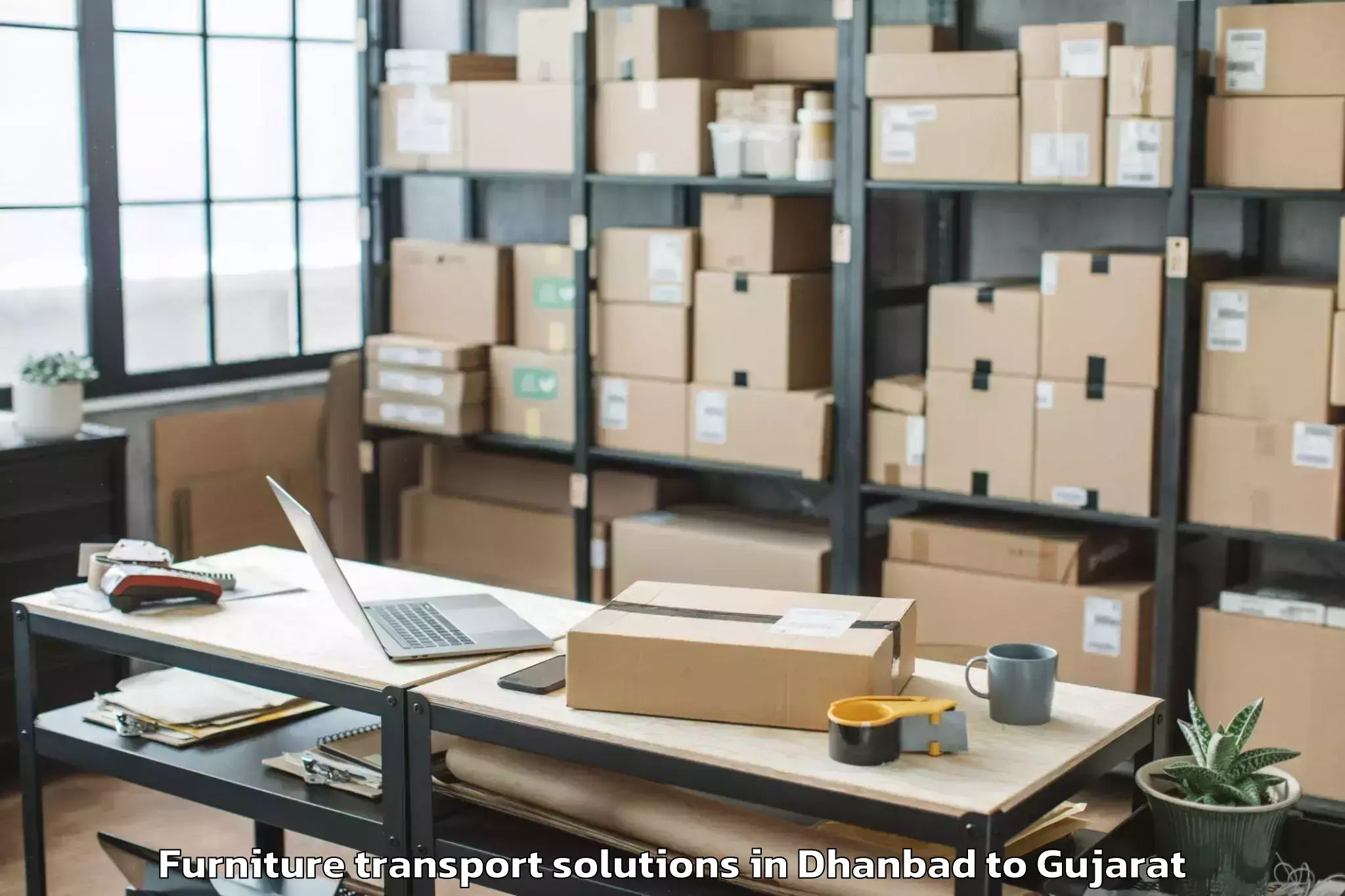 Get Dhanbad to Rajula Furniture Transport Solutions